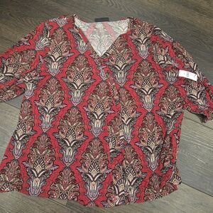 NWT Lane Bryant red paisley top size 26/28